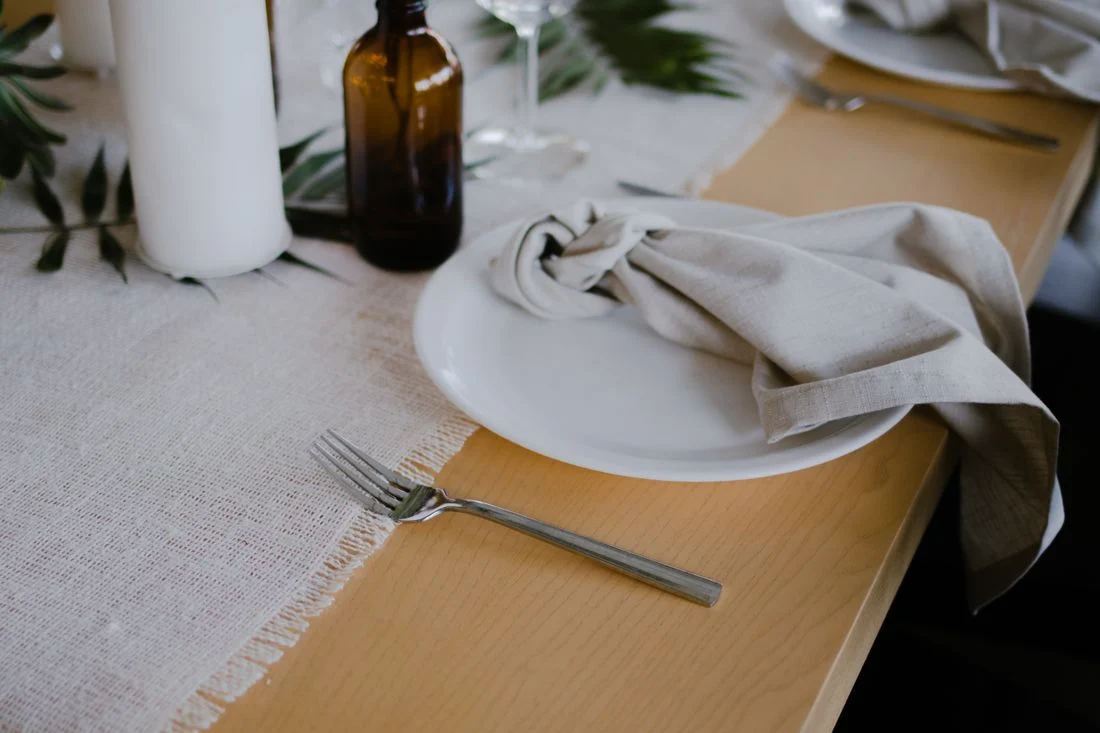 Linen napkin in a rustic place setting